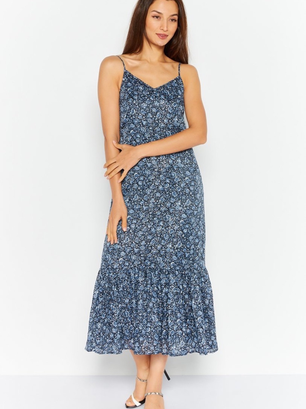 MICHAEL Michael Kors Blue Floral Tiered Maxi Dress